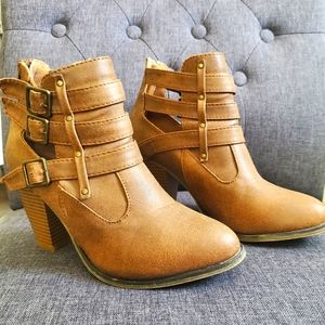 Faux Leather Brown Booties